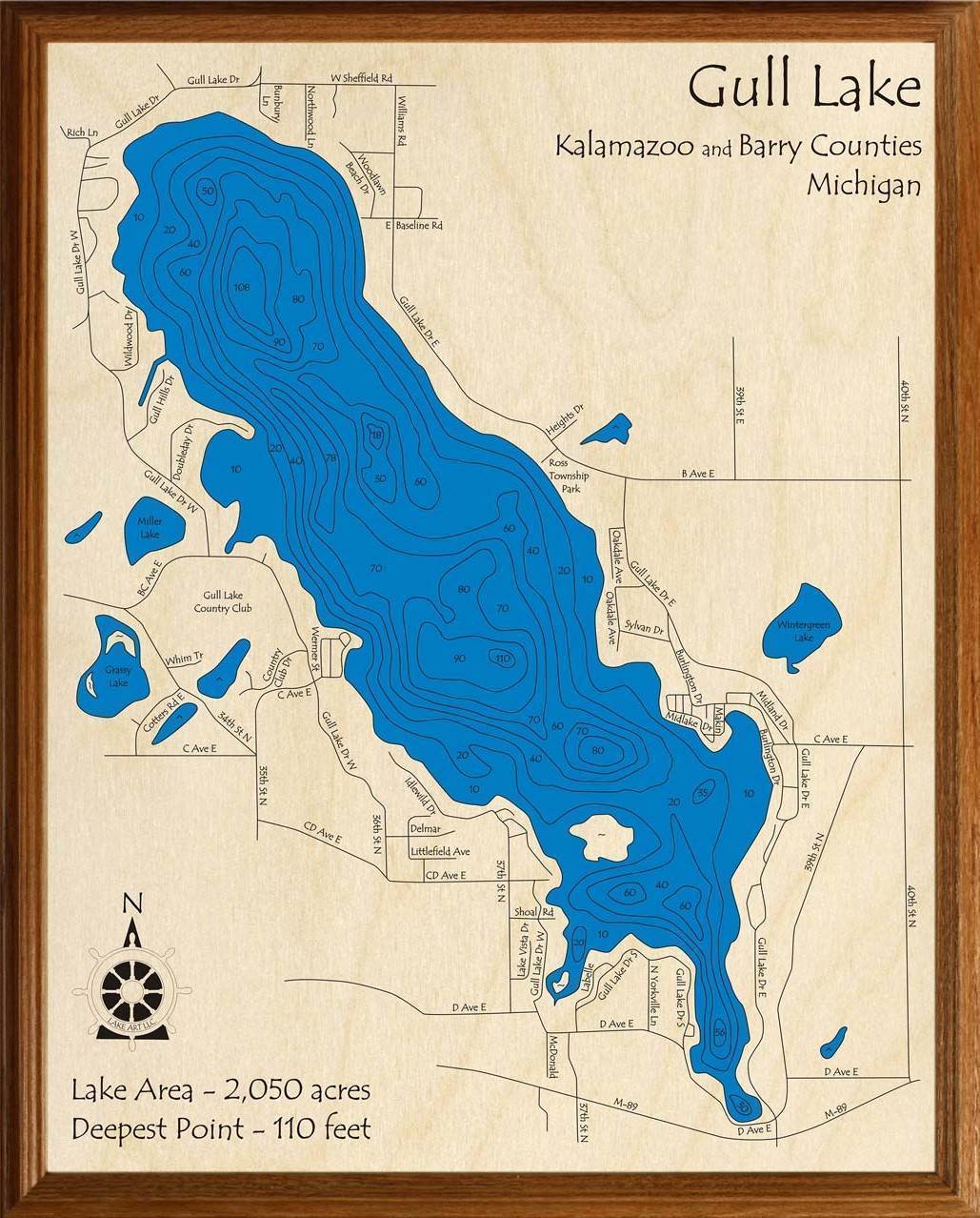 1941 Map of Gull Lake Barry and Kalamazoo County Michigan