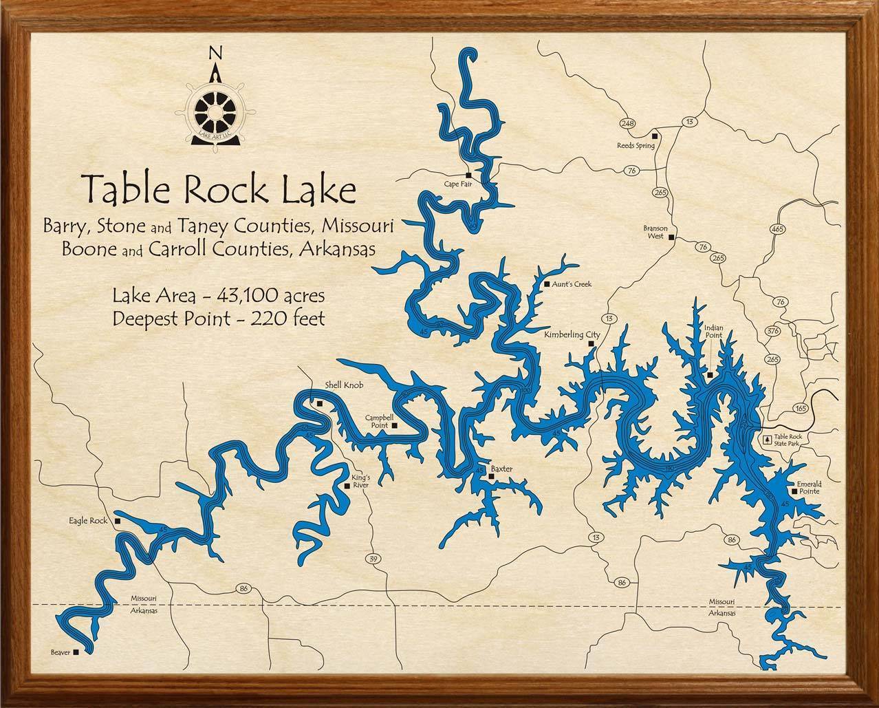 Table Rock Lake Map Decorative Joist Hangers