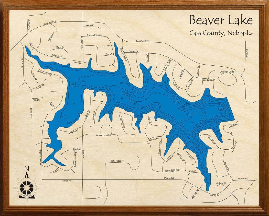 Beaver Lake Nebraska Wood Sign Map Art
